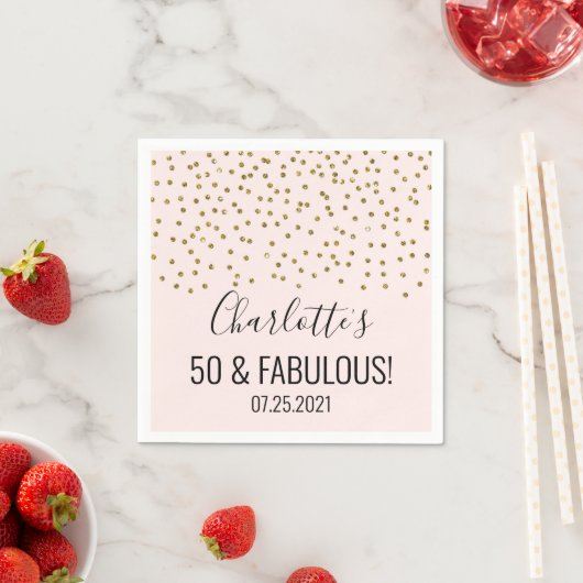 Blush Pink Gold Confetti 50 & Uitstekend Servet (Insitu)