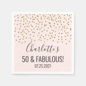 Blush Pink Gold Confetti 50 & Uitstekend Servet (Voorkant)