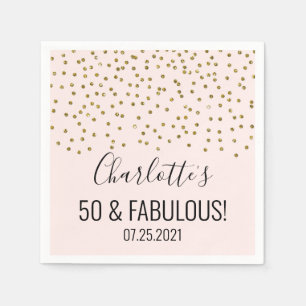 Blush Pink Gold Confetti 50 & Uitstekend Servet