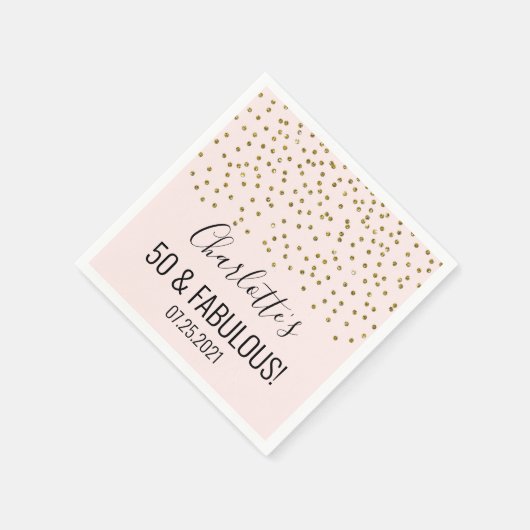 Blush Pink Gold Confetti 50 & Uitstekend Servet (Hoek)