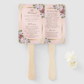 Blush Pink Gold Confetti Bloemen Trouwprogramma Handwaaier (Voorkant en achterkant)
