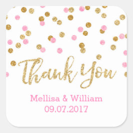 Blush Pink Gold Confetti bruiloft gunst Labels
