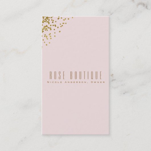 Blush Pink Gold Confetti Corners Elegant Chic Visitekaartje (Voorkant)