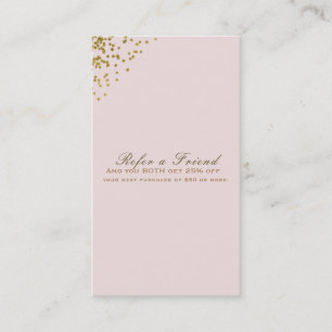 Blush Pink Gold Confetti Corners Verwijs Een Vrien Aanbevelingskaartje