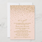 Blush Pink & Gold Confetti Girl's Baby shower Kaart (Voorkant)