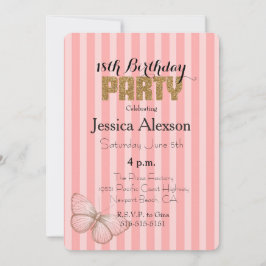 Blush Pink Gold Confetti Glitter 18th Birthday Kaart