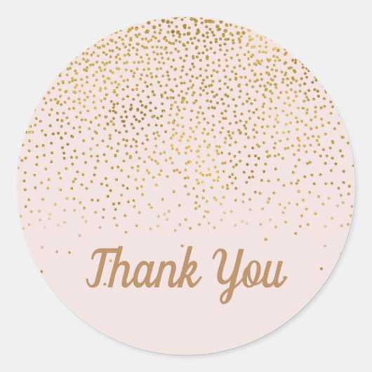 Blush Pink & Gold Confetti Modern Engagement Party Ronde Sticker (Voorkant)
