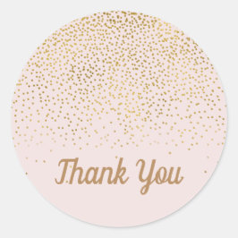 Blush Pink & Gold Confetti Modern Engagement Party Ronde Sticker