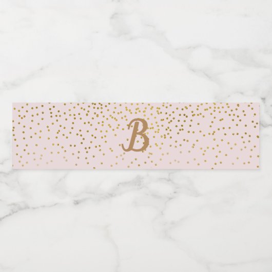 Blush Pink & Gold Confetti Modern Engagement Party Waterfles Etiket (Enkel label)