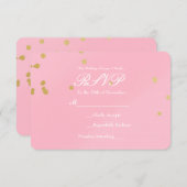 Blush Pink & Gold Confetti RSVP-kaartuitnodiging RSVP Kaartje (Voorkant / Achterkant)