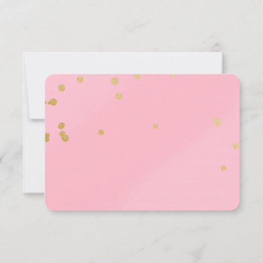 Blush Pink & Gold Confetti RSVP-kaartuitnodiging RSVP Kaartje (Achterkant)