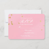 Blush Pink & Gold Confetti RSVP-kaartuitnodiging RSVP Kaartje (Voorkant)