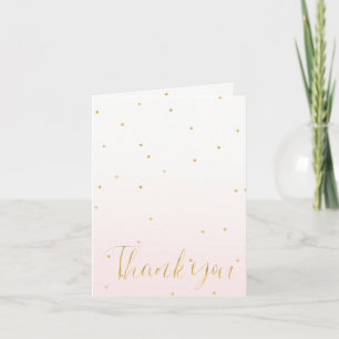 Blush Pink Gold Confetti Sparkle Ombre Bedankkaart