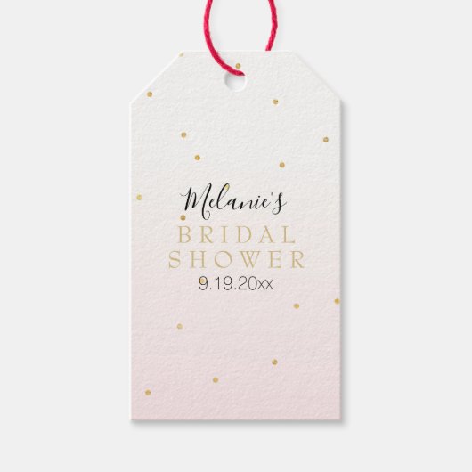 Blush Pink Gold Confetti Sparkle Ombre Cadeaulabel (Voorkant)