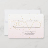 Blush Pink Gold Confetti Sparkle Ombre RSVP (Voorkant)