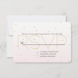 Blush Pink Gold Confetti Sparkle Ombre RSVP Kaartje