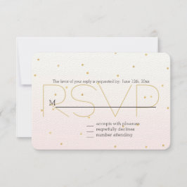 Blush Pink Gold Confetti Sparkle Ombre RSVP Kaartje