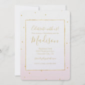 Blush Pink Gold Confetti Sparkle Ombre Verjaardag Kaart (Voorkant)