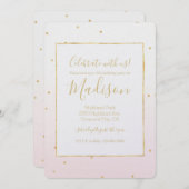 Blush Pink Gold Confetti Sparkle Ombre Verjaardag Kaart (Voorkant / Achterkant)