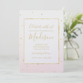 Blush Pink Gold Confetti Sparkle Ombre Verjaardag Kaart (Staand voorkant)