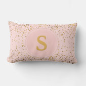 Blush Pink Gold Confetti Stippen | Monogram Initia Kussen (Voorkant)