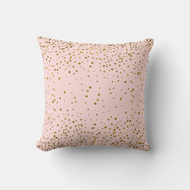 Blush Pink Gold Confetti Stippen | Roos Kwartz Chi Kussen (Voorkant)