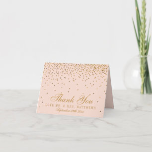 Blush Pink & Gold Confetti Weddenschap Hartelijk d Bedankkaart