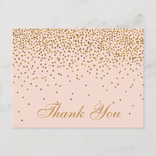Blush Pink & Gold Confetti Weddenschap Hartelijk d Briefkaart