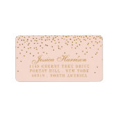 Blush Pink & Gold Confetti Wedding Etiket (Voorkant)