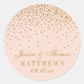 Blush Pink & Gold Confetti Wedding Favor Ronde Sticker (Voorkant)