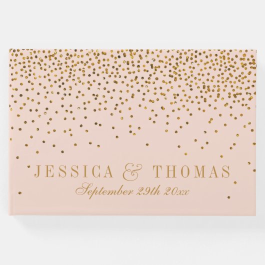 Blush Pink & Gold Confetti Wedding Gastenboek (Voorkant)