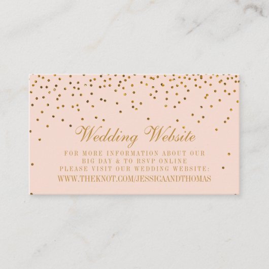 Blush Pink & Gold Confetti Wedding Informatiekaartje (Voorkant)