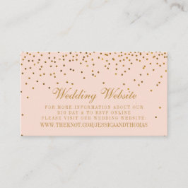 Blush Pink & Gold Confetti Wedding Informatiekaartje