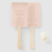 Blush Pink & Gold Confetti Wedding Program Handwaaier (Voorkant en achterkant)