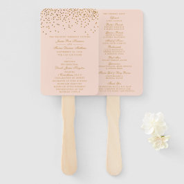 Blush Pink & Gold Confetti Wedding Program Handwaaier