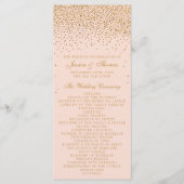Blush Pink & Gold Confetti Wedding Program Programmakaart (Voorkant)