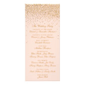 Blush Pink & Gold Confetti Wedding Program Reclamekaart (Achterkant)