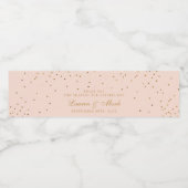 Blush Pink & Gold Confetti Wedding Waterfles Etiket (Enkel label)