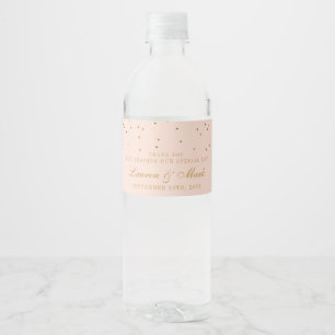 Blush Pink & Gold Confetti Wedding Waterfles Etiket