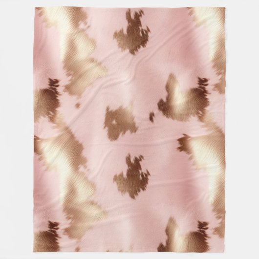 Blush Pink Gold Cowgirl Koeienhuid Fleece Deken (Voorkant)