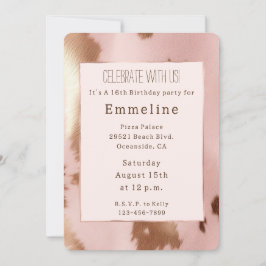 Blush Pink Gold Cowgirl Koeienhuid Kaart