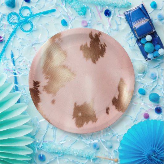Blush Pink Gold Cowgirl Koeienhuid Papieren Bordje (Feest)