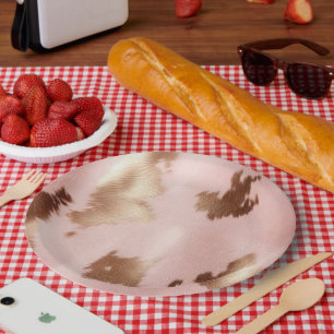 Blush Pink Gold Cowgirl Koeienhuid Papieren Bordje
