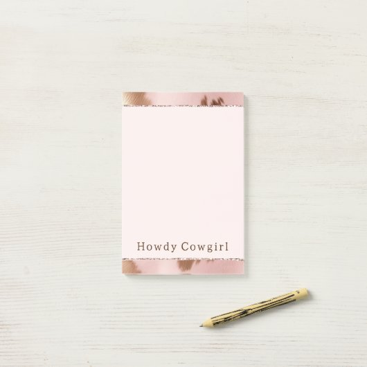 Blush Pink Gold Cowgirl Koeienhuid Post-it® Notes (Op bureau)