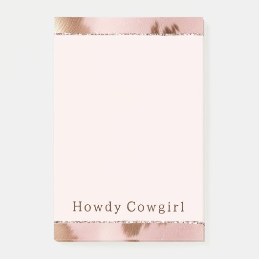 Blush Pink Gold Cowgirl Koeienhuid Post-it® Notes (Voorkant)