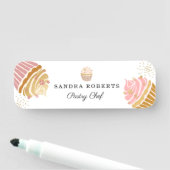 Blush Pink Gold Cupcakes Bakkerij Pastry Chef Naamplaatje (In situ)