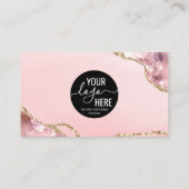Blush Pink Gold Custom Logo QR Code Agate Monogram Visitekaartje (Achterkant)