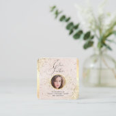 Blush Pink Gold Custom Social Media QR Code Foto Vierkante Visitekaartje (Staand voorkant)