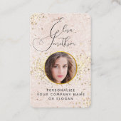 Blush Pink Gold Custom Social Media QR Code Foto Visitekaartje (Voorkant)