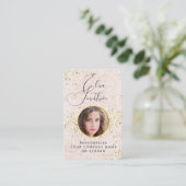 Blush Pink Gold Custom Social Media QR Code Foto Visitekaartje (Staand voorkant)